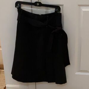 T Tahari Black Wrap Mini Skirt with Asymmetrical Tie